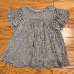 Crewcuts (J.Crew), Flutter Sleeve Silver Shimmer Top, Girls Size 8 (EUC)